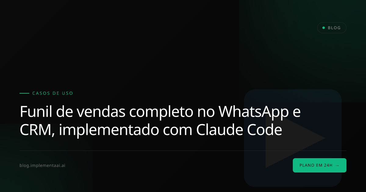 Funil de vendas completo no WhatsApp e CRM, implementado com Claude Code